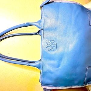 Tory Burch denim tote bag.